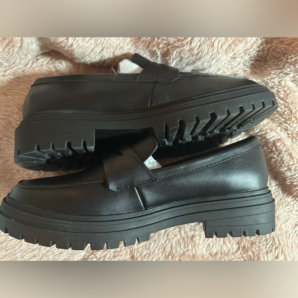 NIB Quince Italian Leather Lug Sole Loafer Black Size Women's 10 - Picture 8 of 13